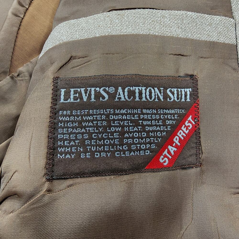 Vintage Levis Blazer Mens 42R Tan Trim Cut Sta-Prest Action Suit Sport Coat Prep - Picture 16 of 16